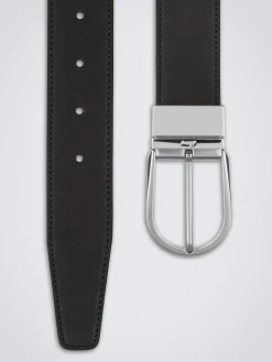 Fashion Brioni nubuck and calf leather adjustable belt Black