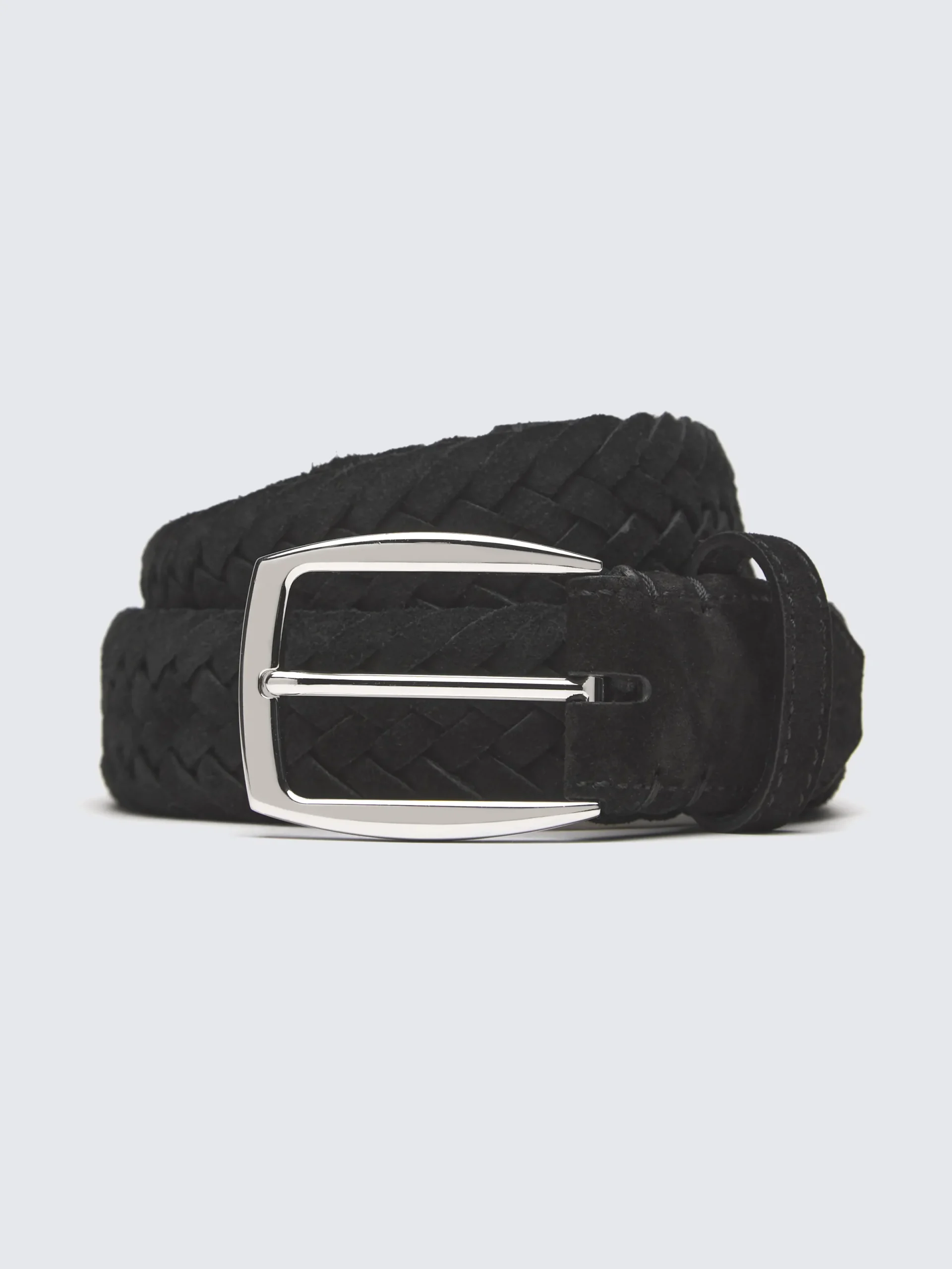 New Brioni nubuck braided belt Black