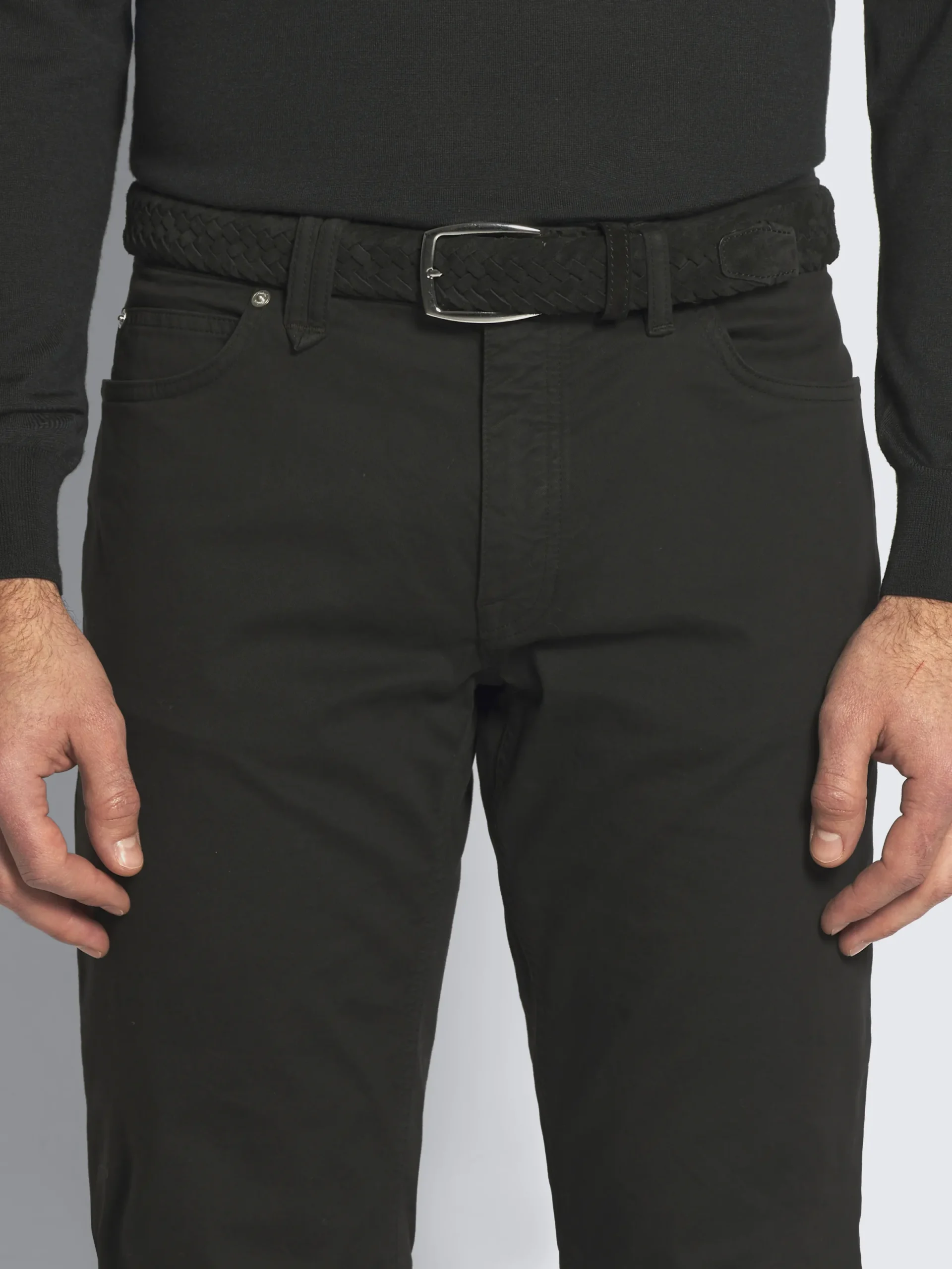 New Brioni nubuck braided belt Black
