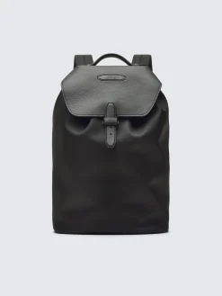 Best Brioni nylon and grained calf leather backpack Black