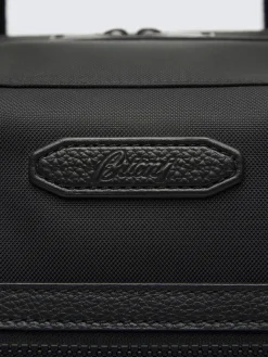 New Brioni nylon and grained leather travel tote Black