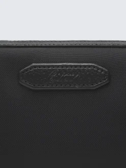 Hot Brioni nylon and grained leather bi-material beauty case Black