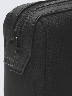 Hot Brioni nylon and grained leather bi-material beauty case Black
