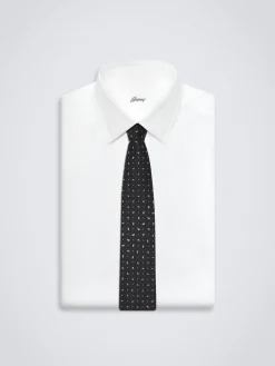Clearance Brioni paisley motif silk tie Black