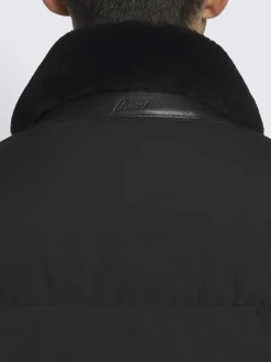 Hot Brioni technical wool and nylon long puffer Black