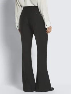 Best Brioni wool and silk satin flare trousers Black