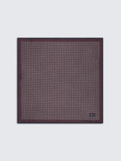 Online Brioni and midnight blue paisley motif jacquard silk pocket square Bordeaux