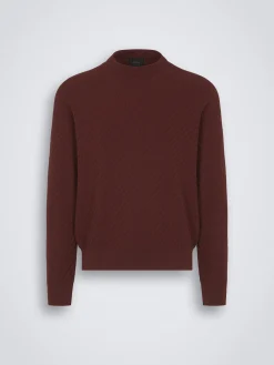 New Brioni organic cotton, silk and cashmere Trama weave crewneck sweater Bordeaux