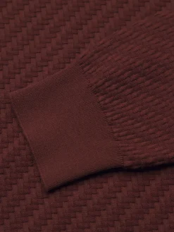 New Brioni organic cotton, silk and cashmere Trama weave crewneck sweater Bordeaux