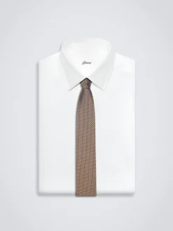 Discount Brioni and lead grey silk dégradé tie Brown