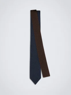 Fashion Brioni and midnight blue knitted silk tie Brown
