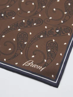 Clearance Brioni and navy blue silk pocket square Brown