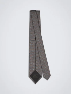 Online Brioni and royal blue micro motif silk tie Brown