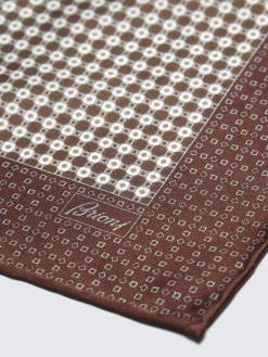 Online Brioni micro motif silk pocket square Brown