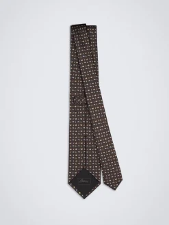 New Brioni paisley motif silk tie Brown