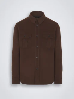 Discount Brioni double-splittable wool and cashmere Vagabond overshirt Burnt brown