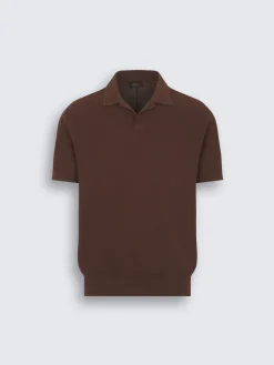 Clearance Brioni Burnt brown jacquard Sea Island cotton polo