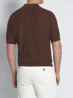 Clearance Brioni Burnt brown jacquard Sea Island cotton polo