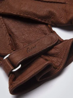Hot Brioni peccary leather gloves Burnt brown