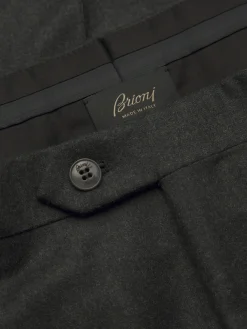 Sale Brioni flannel wool Tigullio trousers Charcoal grey