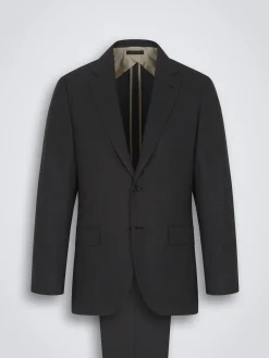 New Brioni glen plaid Super 150's responsible wool flannel Plume suit Charcoal grey