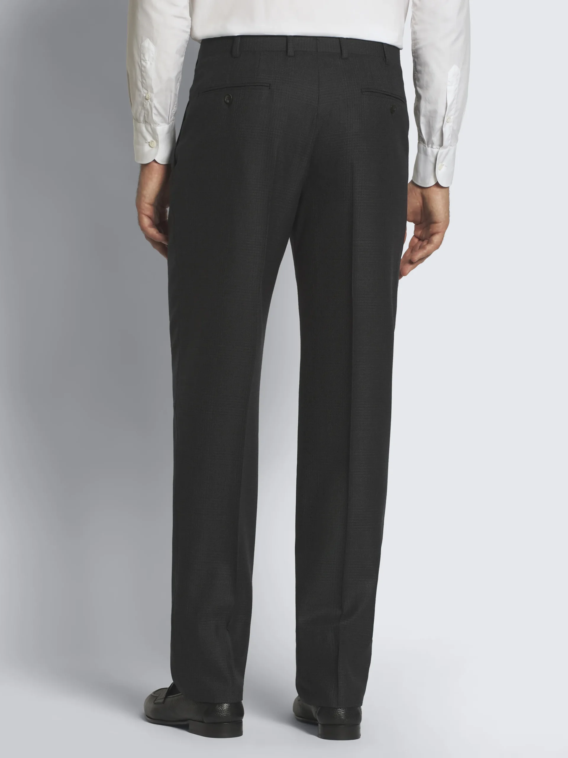 New Brioni glen plaid Super 150's responsible wool flannel Plume suit Charcoal grey