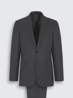 Fashion Brioni pinstriped herringbone Utopia Super 220's wool Brunico suit Charcoal grey
