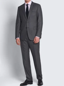 Fashion Brioni pinstriped herringbone Utopia Super 220's wool Brunico suit Charcoal grey