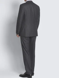 Fashion Brioni pinstriped herringbone Utopia Super 220's wool Brunico suit Charcoal grey