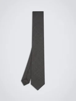 Sale Brioni silk, cashmere and linen twill tie Charcoal grey