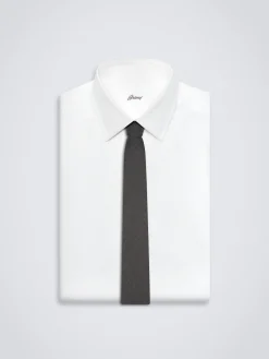 Sale Brioni silk, cashmere and linen twill tie Charcoal grey