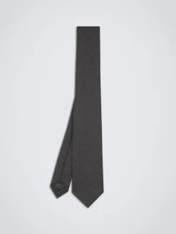 Hot Brioni Super 150's structured responsible wool tie Charcoal grey