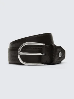 Outlet Brioni grained calf leather belt Dark brown