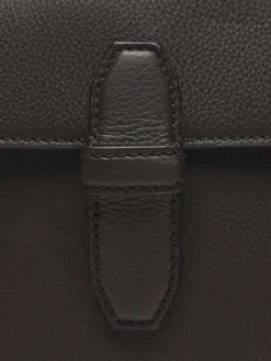 Online Brioni grained leather messenger bag Dark brown