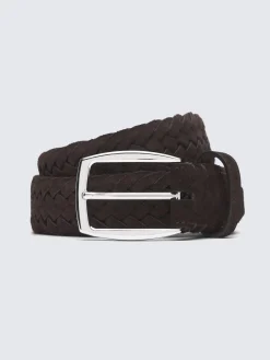 Online Brioni nubuck braided belt Dark brown