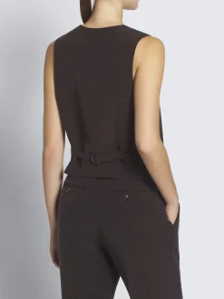 Outlet Brioni silk cady waistcoat Dark brown