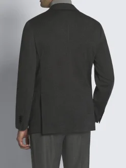 Best Brioni and black wool glen plaid jersey blazer Dark grey