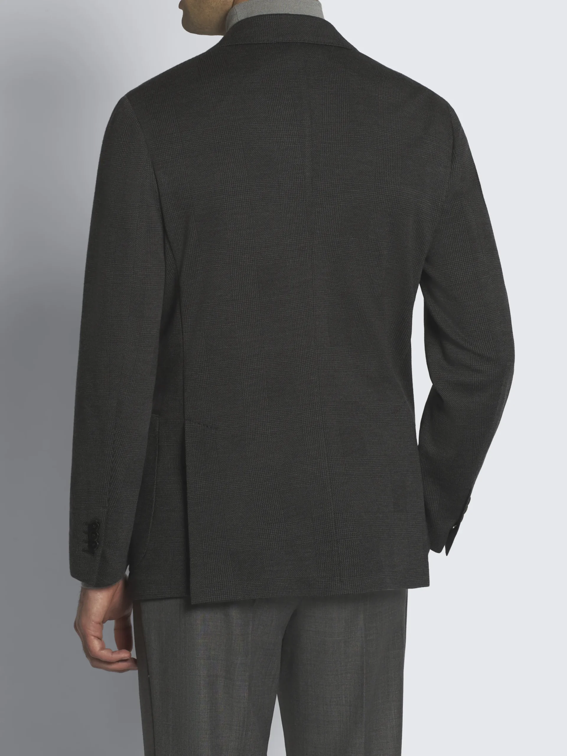 Best Brioni and black wool glen plaid jersey blazer Dark grey