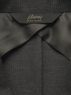 Best Brioni and black wool glen plaid jersey blazer Dark grey