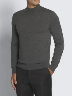 Fashion Brioni responsible wool mockneck sweater Dark grey