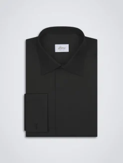 Outlet Brioni Essential cotton French cuff evening shirt Black