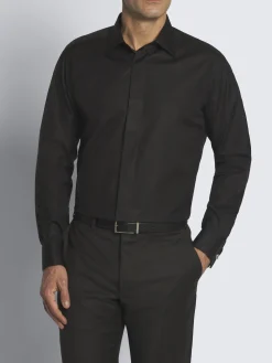 Outlet Brioni Essential cotton French cuff evening shirt Black