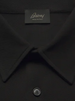 Discount Brioni Essential organic cotton piqué polo Black