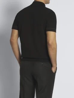 Outlet Brioni Essential Sea Island cotton polo Black