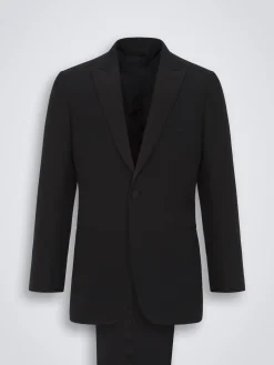 Hot Brioni Essential black Super 160's wool Policleto tuxedo