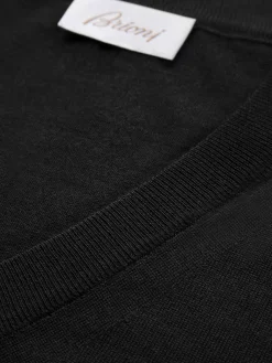 New Brioni Essential wool, cashmere and silk V-neck sweater Black