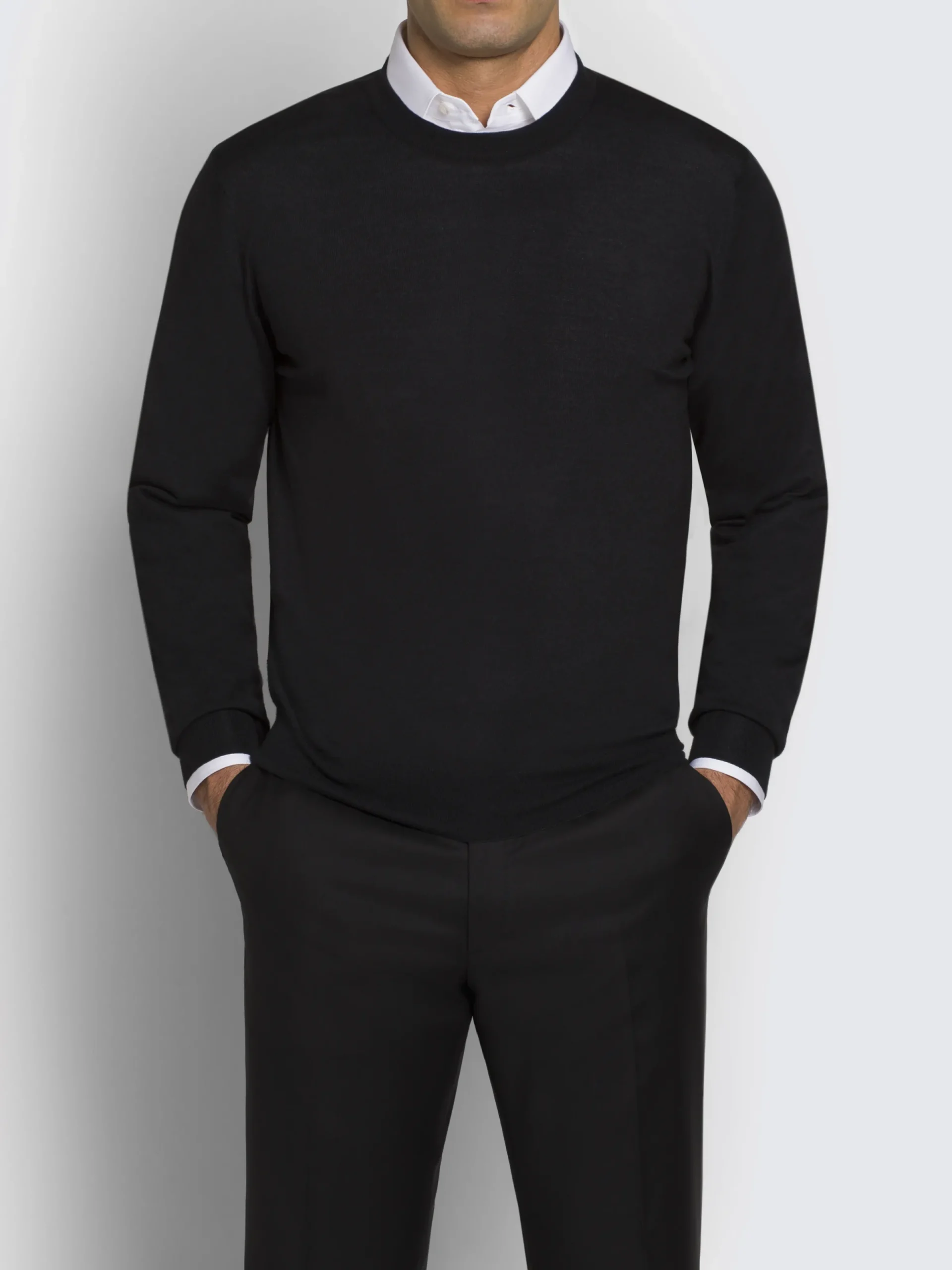 Hot Brioni Essential wool, cashmere and silk crewneck sweater Black