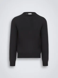 Outlet Brioni Essential wool, cashmere and silk crewneck sweater Charcoal grey