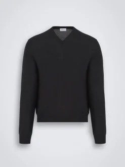 Clearance Brioni Essential wool, cashmere and silk V-neck sweater Dark grey