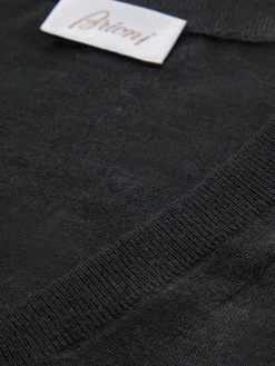Clearance Brioni Essential wool, cashmere and silk V-neck sweater Dark grey